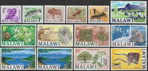 1964-65 Malawi Pictorial 14v. MNH SG n. 215/27