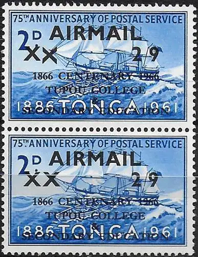 1966 Tonga Tupou College 2s.9d. on 2d. variety MNH SG n. 171/71a