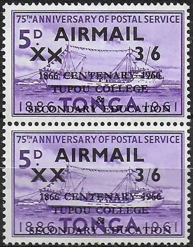 1966 Tonga Tupou College 3s.6d. on 5d. variety MNH SG n. 172/72a