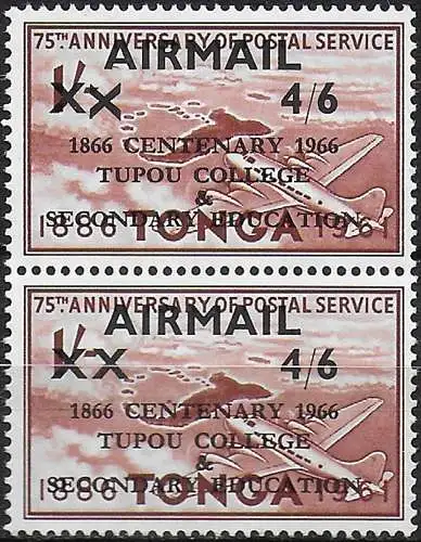 1966 Tonga Tupou College 4s.6d. on 1s. variety MNH SG n. 173/73a