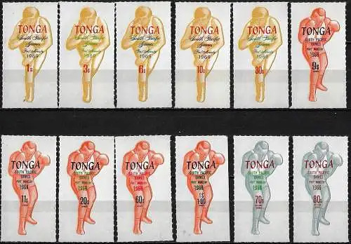 1969 Tonga Third South Pacific games 12v. MNH SG n. 285/94+O35/O36