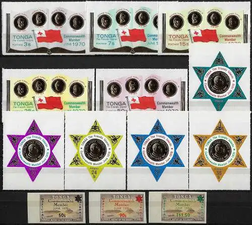 1970 Tonga Entry into Commonwealth13v. MNH SG n. 315/24+O42/O44