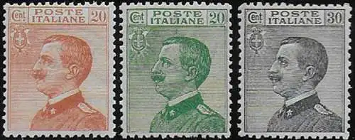 1925 Italia VE III new values 3v. bc MNH Sassone n.183/85