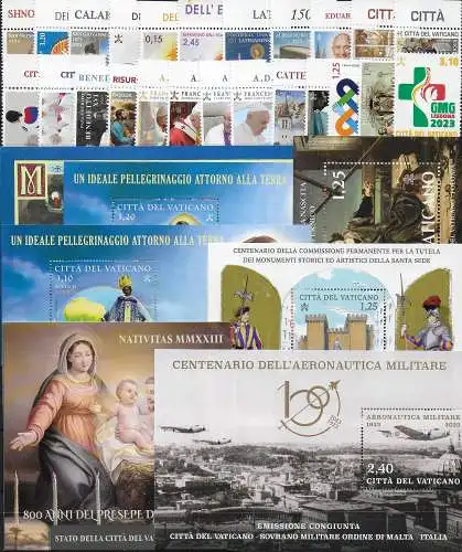 2023 Vaticano complete year 24v.+6MS+1 booklet MNH
