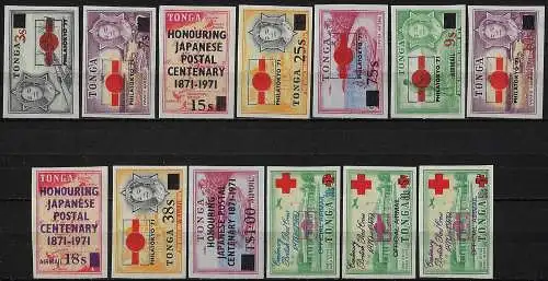 1971 Tonga Philatokyo 13v. MNH SG n. 355/64+O62-O64