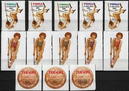 1971 Tonga 4th South Pacific Games 13v. MNH SG n. 368/76+O67/O69
