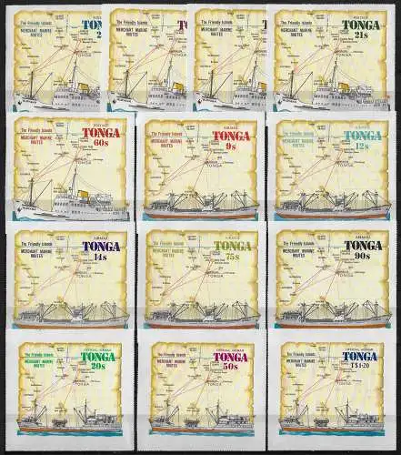 1972 Tonga Merchant Marine Routes 13v. MNH SG n. 393/402+O76/O78