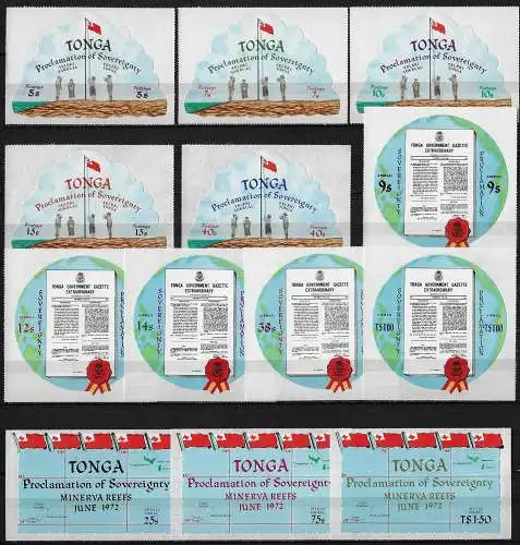 1972 Tonga Sovereignnty Minerva Reefs 13v. MNH SG n. 429/38+O97/O99