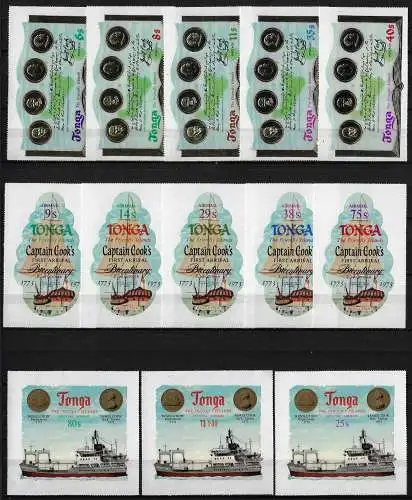1973 Tonga Cook's Visit Bicentenary 13v. MNH SG n. 459/68+O106/O108
