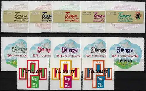 1974 Tonga UPU Centenary 13v. MNH SG n. 488/97+O121/O123