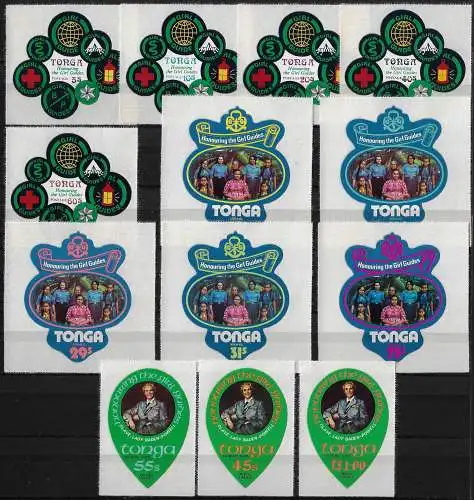 1974 Tonga Tongan Girl Guides 13v. MNH SG n. 498/507+O124/O126