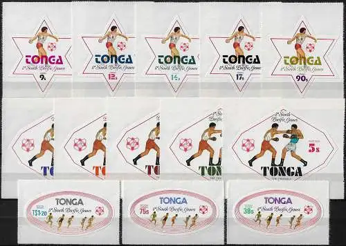 1975 Tonga Fifth South Pacific Games 13v. MNH SG n. 528/37+O133/O135