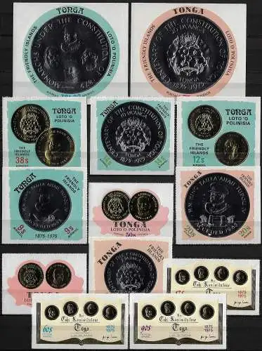 1975 Tonga Tongan Constitution 13v. MNH SG n. 548/57+O136/O138