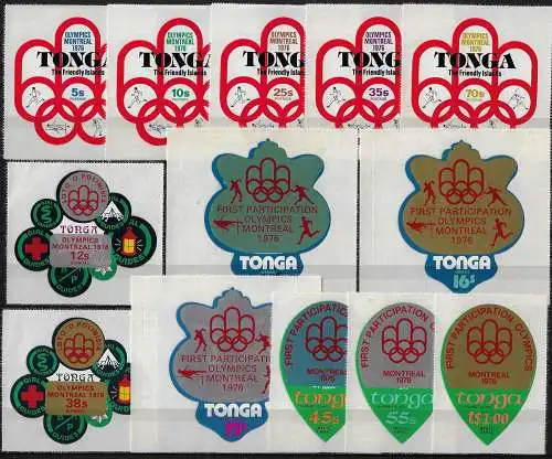 1976 Tonga 1st Part. in Olympic Games 13v. MNH SG n. 558/67+O139/O141