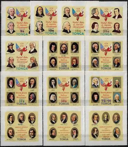 1976 Tonga American Revolution 13v. MNH SG n. 568/77+O142/O144
