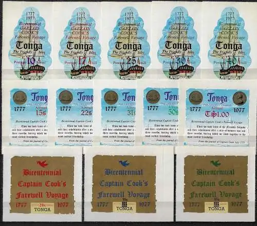 1977 Tonga Cook's Visit Bicentenary 13v. MNH SG n. 618/27+O157/O159