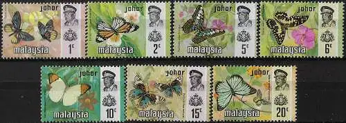 1971 Negri Sembilan Malaysia butterflies 8v. MNH SG n. 91/97