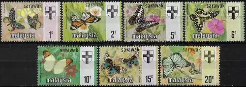 1971 Sarawak Malaysia butterflies 8v. MNH SG n. 219/25