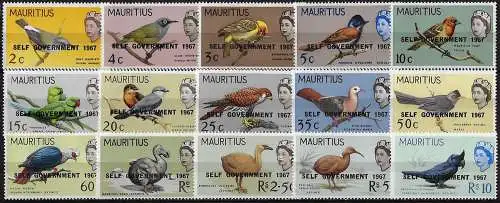 1967 Mauritius SEL GOVERNMENT 1967 15v. MNH SG n. 349/63