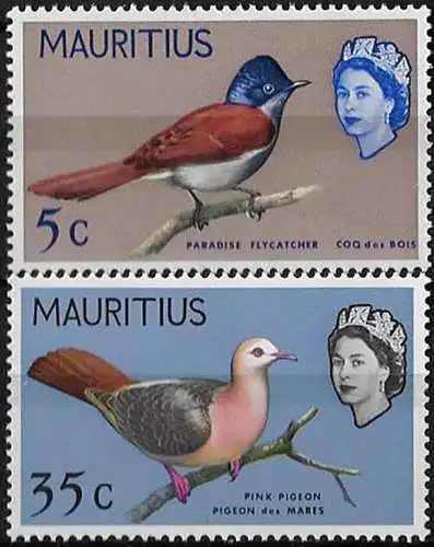 1966-67 Mauritius Birds Wmk w12 sideways MNH SG n. 340/41