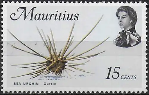 1973 Mauritius 15c. Sea Urchin Wmk right of CA MNH SG n. 387w