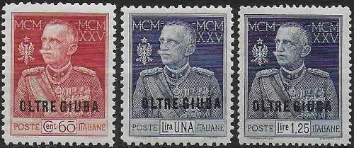 1925-26 Oltre Giuba Silver Jubilee 3v. bc MNH Sassone n. 18/19+23