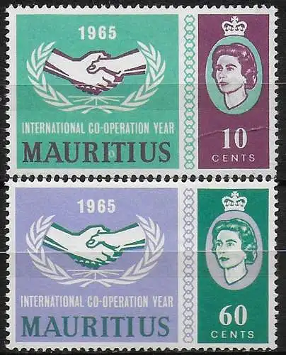 1965 Mauritius co.operation year 2v. MNH SG n. 334/35
