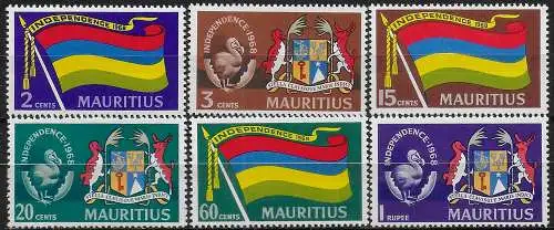 1968 Mauritius Independence 6v. MNH SG n. 364/69