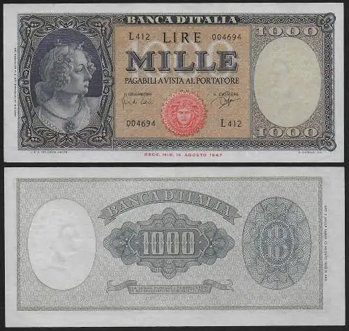 1961 Italia Lire 1.000 Bust of Italy qSPL Rif. Gigante BI 54E