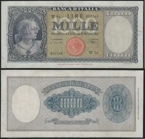 1947 Italia Lire 1.000 Bust of Italy BB Rif. Gigante BI 53Aa