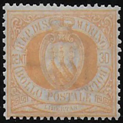 1892 San Marino 30c. light yellow bc MNH Sassone n. 16