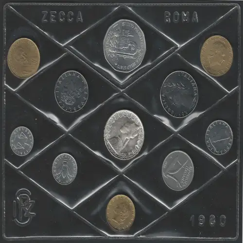 1980 Italia Mint divisional series 10 coins FDC-MS65