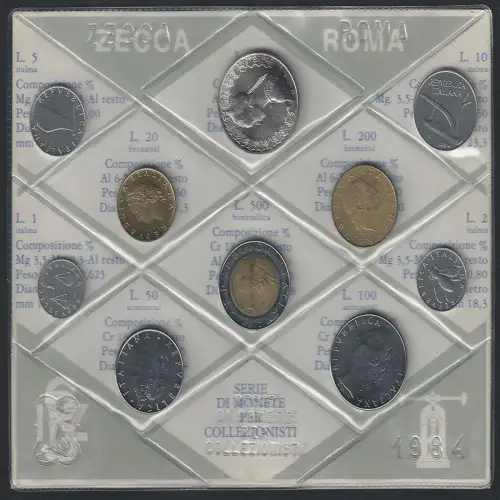 1984 Italia Mint divisional series 10 coins FDC-MS65
