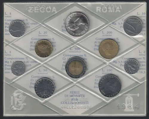 1984 Italia Mint divisional series 10 coins FDC-MS65