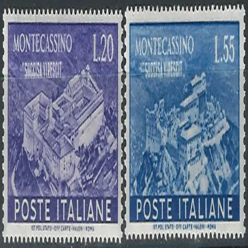 1951 Italia Montecassino Abbey 2v. MNH Sassone n. 664/65