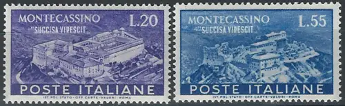 1951 Italia Montecassino Abbey 2v. MNH Sassone n. 664/65