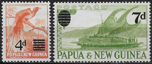 1957 Papua ordinary stamps optd. 2v. MNH YeT n. 16/17