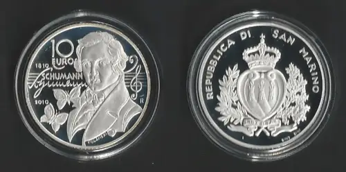 2010 San Marino 10euro Robert Schumann FS-PF65