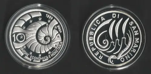 2009 San Marino 10euro Unione monetaria Euro FS-PF65