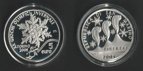 2005 San Marino 5euro Turin Winter Olympics FS-PF65