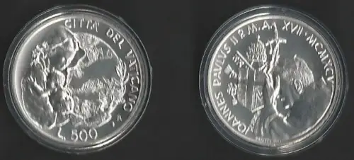 1995 Vaticano Lire 500 silver Year of the Woman FDC-MS65