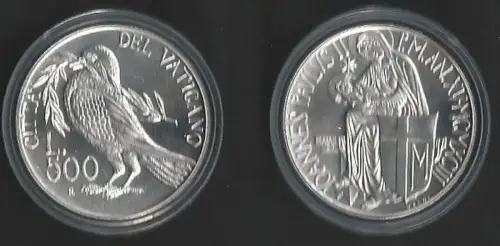 1993 Vaticano Lire 500 silver Pacem in Terris no carton box FDC-MS65