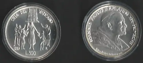 1997 Vaticano Lire 500 Silver Youth Day FDC-MS65