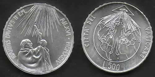 1994 Vaticano Lire 500 silver Veritatis Splendor no carton box FDC-MS65