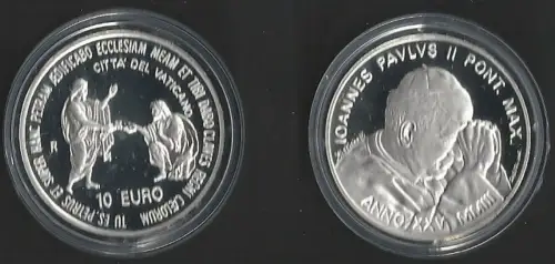 2003 Vaticano 10euro silver 25 years of Pontificate FS-PF65