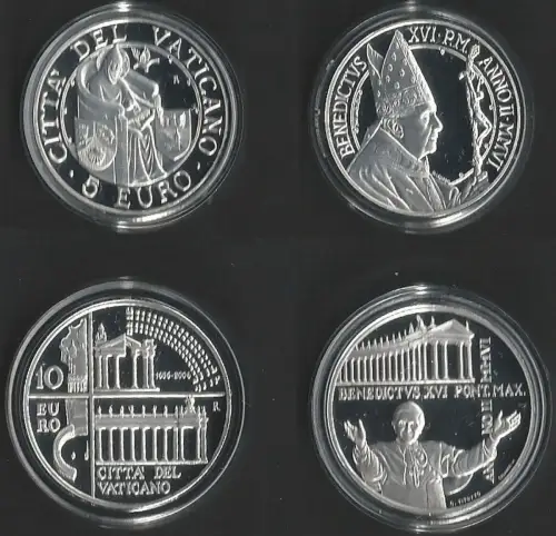 2006 Vaticano 5euro+10euro silver Colonnade St. Peter-Peace day FS-PF65