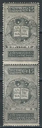 1921 Italia Dante 15c. grigio NE varietà MNH Sassone n. 116Aoe