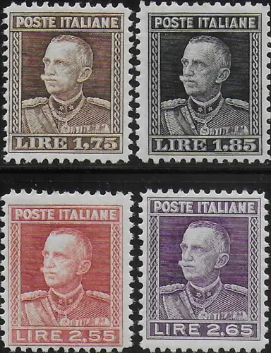 1927 Italia effigy of VE III 4v. MNH Sassone n. 214/17