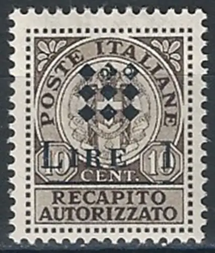 1945 Guidizzolo Lire 1 on 10c. MNH Sassone n. 1