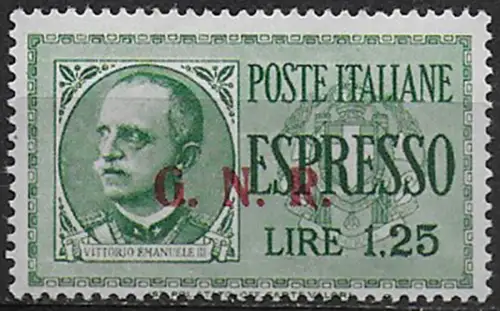 1943 Repubblica Sociale Espressi Lire 1,25 var MNH Sassone n. 19/IIIi